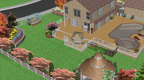 Rear view of a 3D landscape design