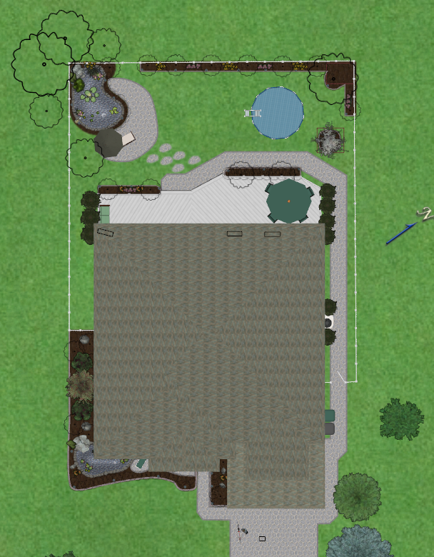 Plan view of a 3D landscape design